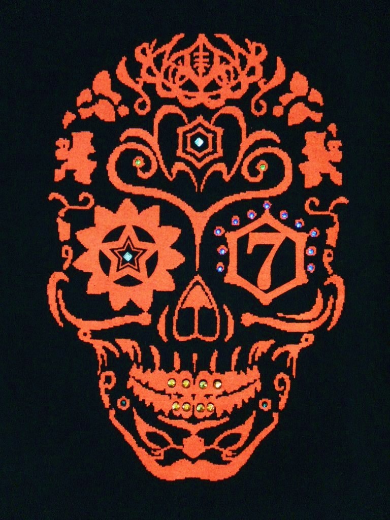 Seven Star Swarovski Long T Shirt Black&Red