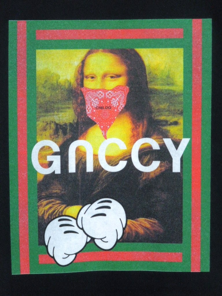 Mona Lisa Green Red Line T-shirt Black