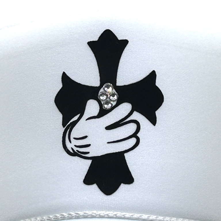 Cross hand Swarovski cap White