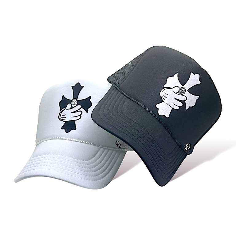 Cross hand Swarovski cap White