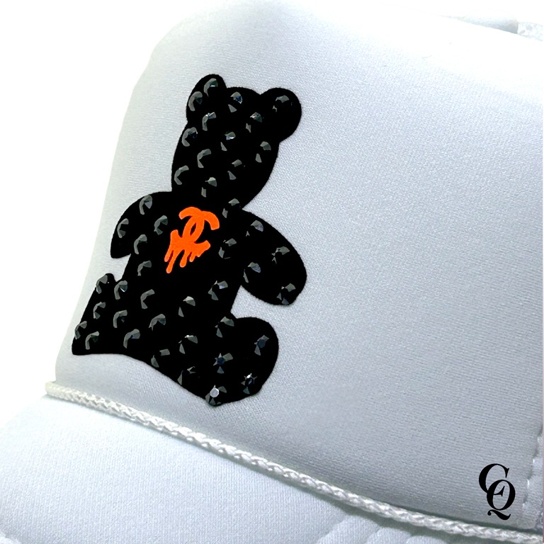 Bear parody Swarovski cap white