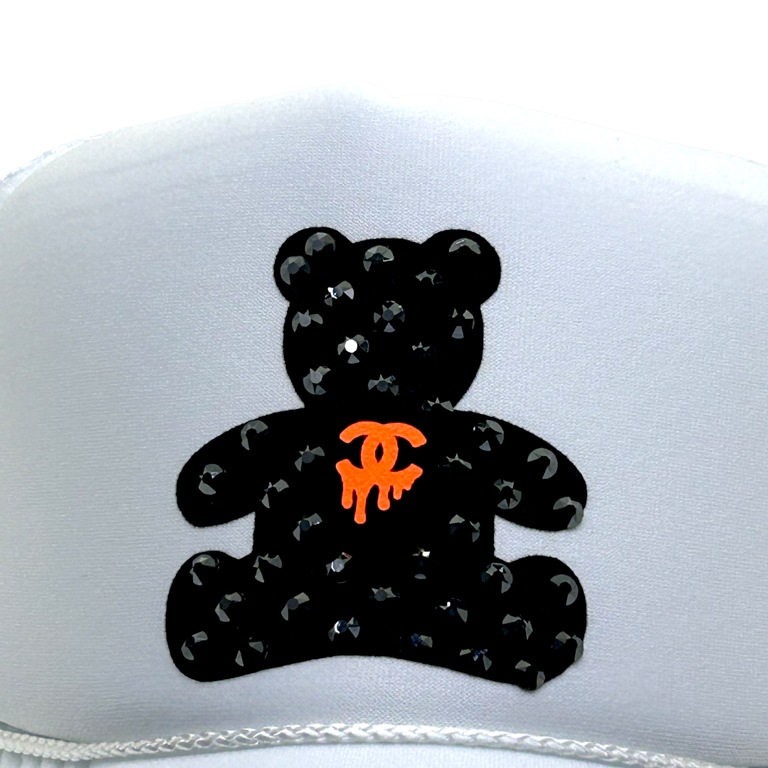 Bear parody Swarovski cap white