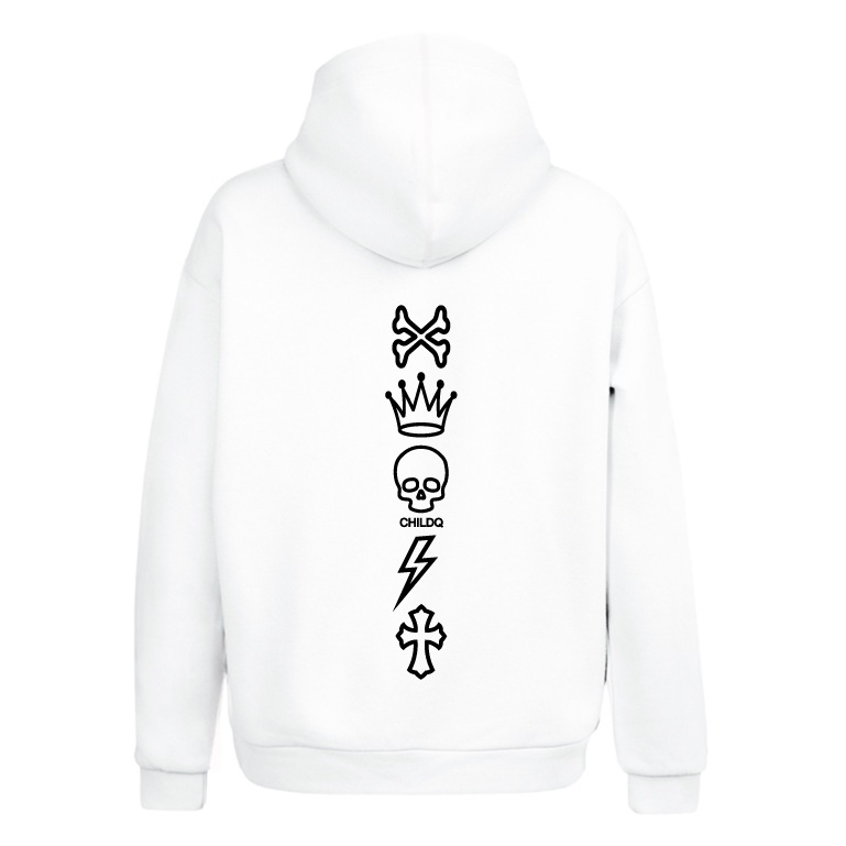 CHILDQ five emblem Hoodie White