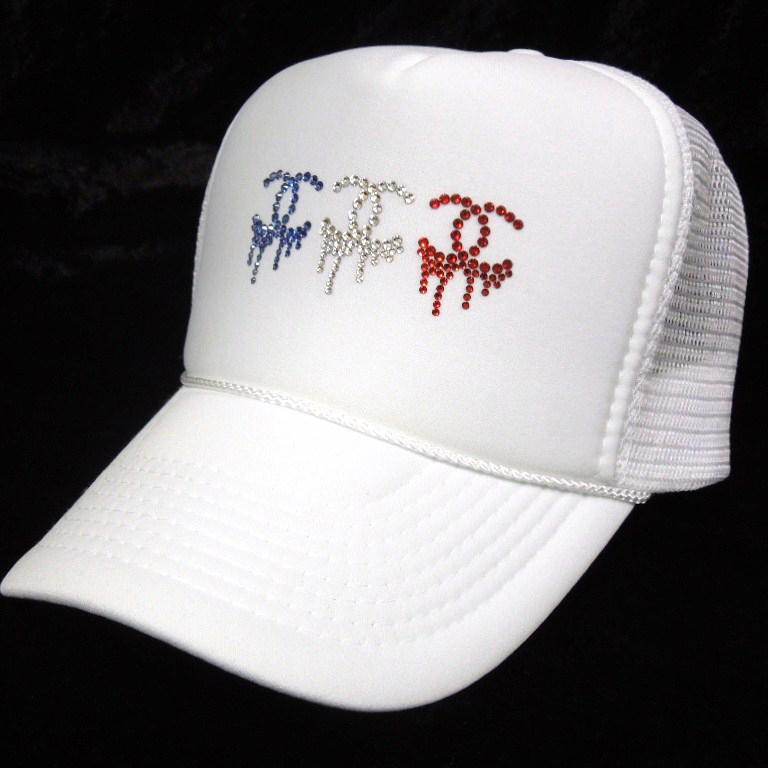 Three Parody Melt Swarovski Cap White France color