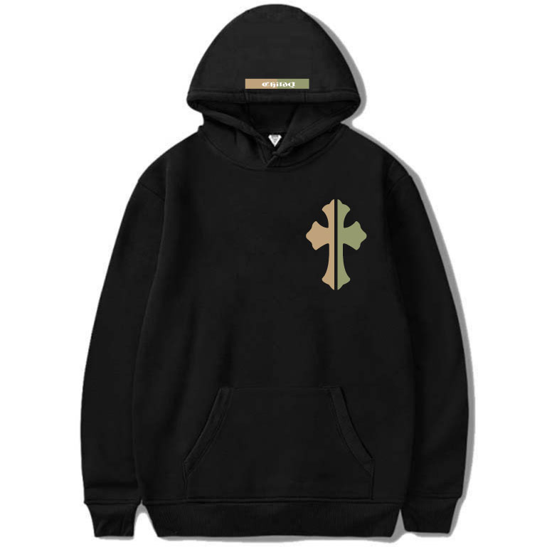 camouflage cross hoodie Black