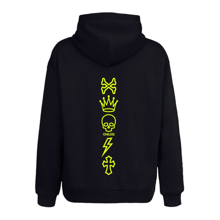 CHILDQ five emblem Hoodie Black