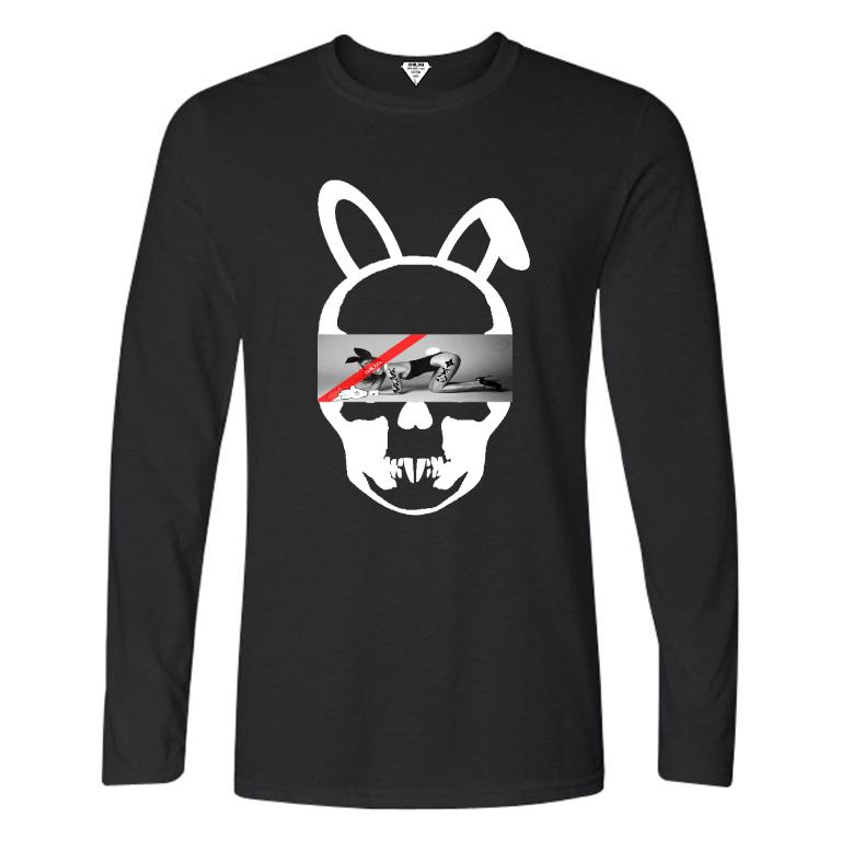 Skull Bunny Tattoo Girl NO.32 Long T-shirt Black