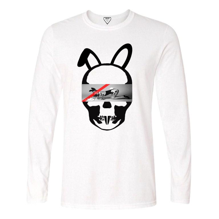 Skull Bunny Tattoo Girl NO.32 Long T-shirt White