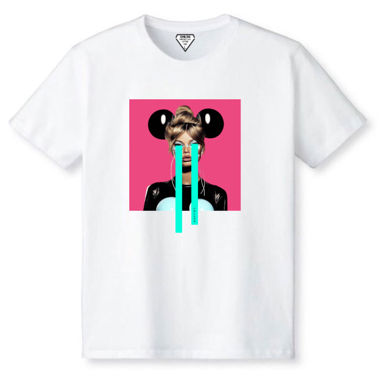 Pop Art Pink Color White T-shirt