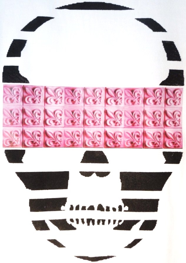 Skull crest monogram White��Pink