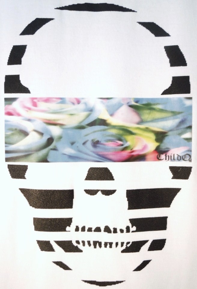 Skull Blue flower��White