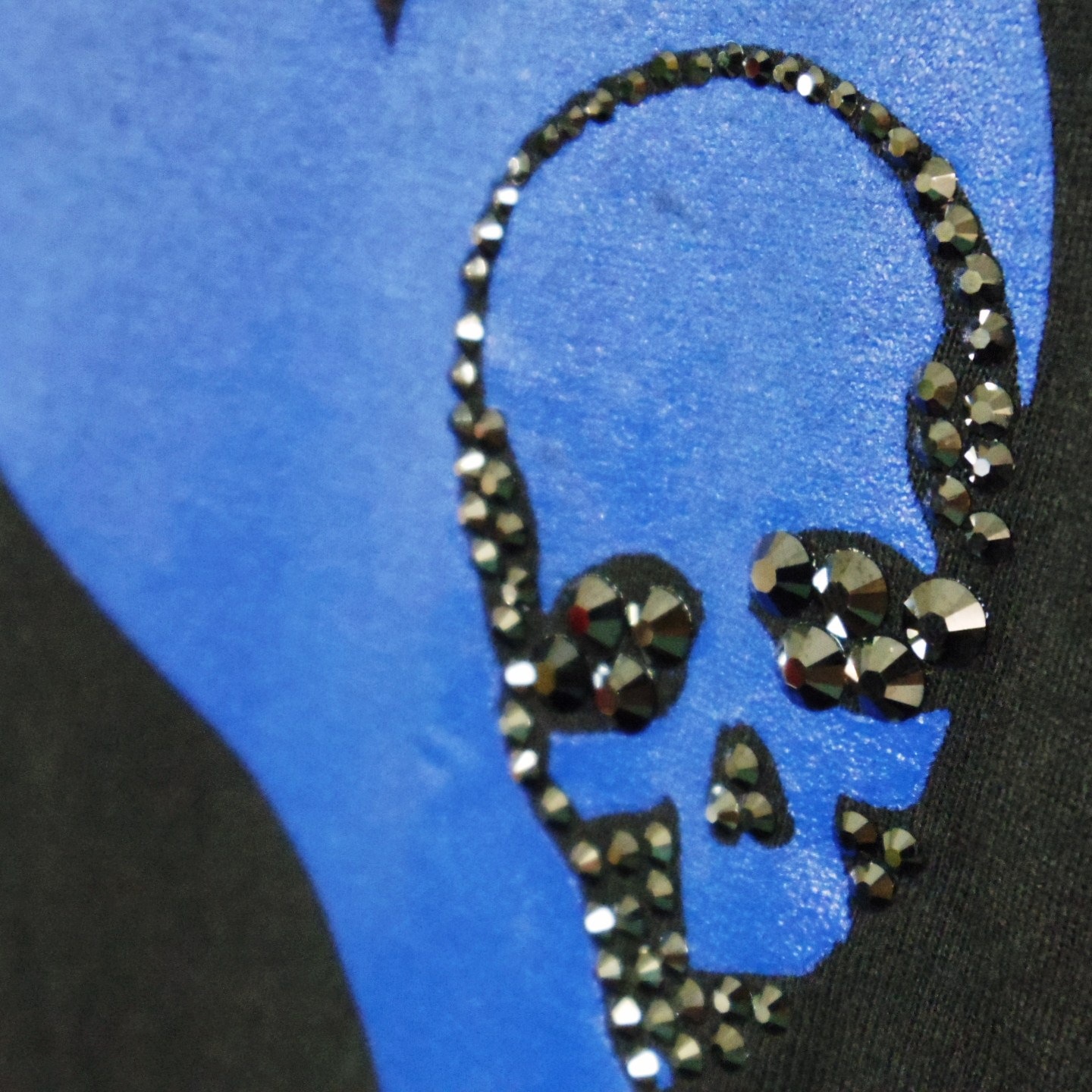Swarovski Skull Heart T-shirt��Black��blue