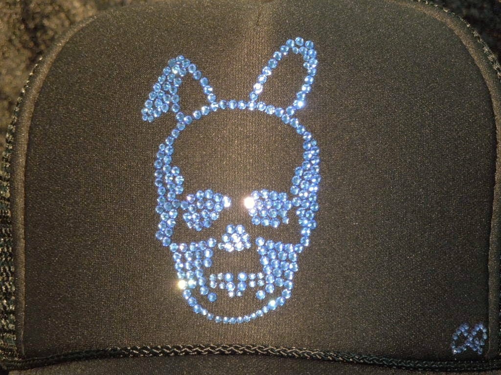 Skull Bunny Swarovski cap Black��Blue