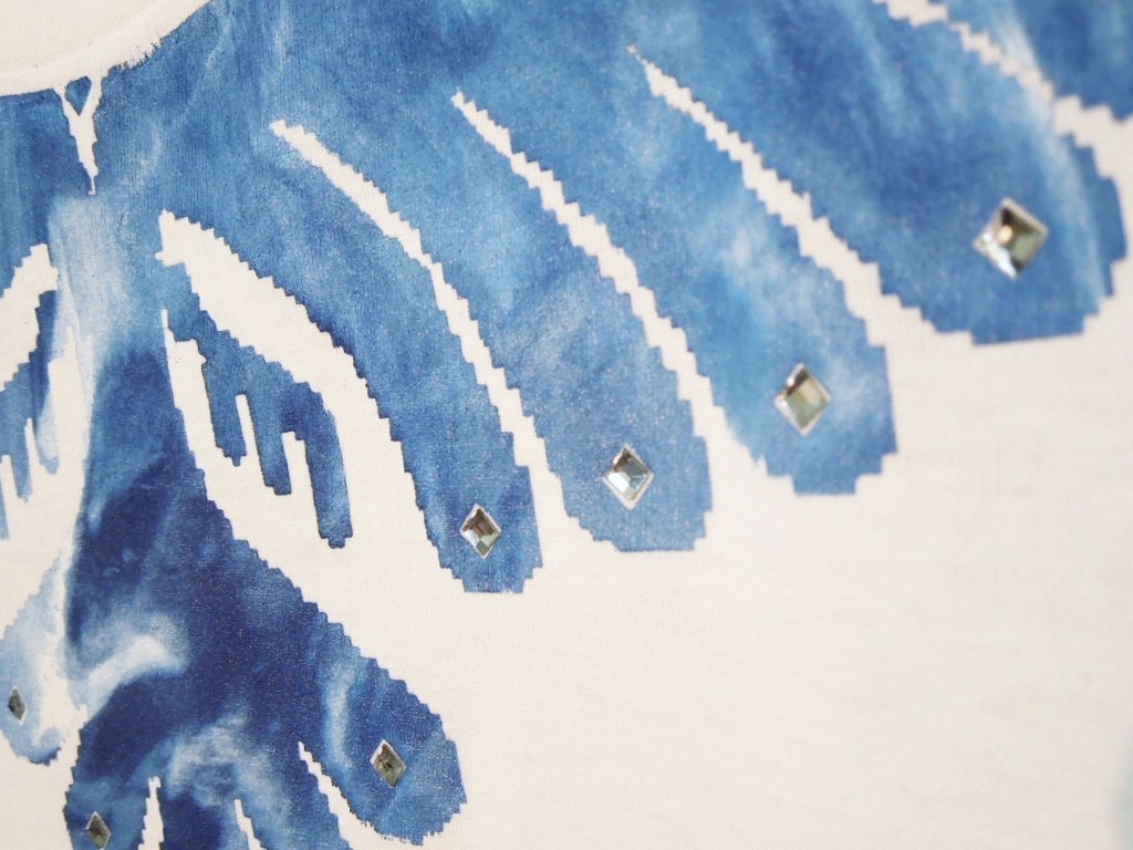 Phoenix Swarovski Long T-shirt  white/blue