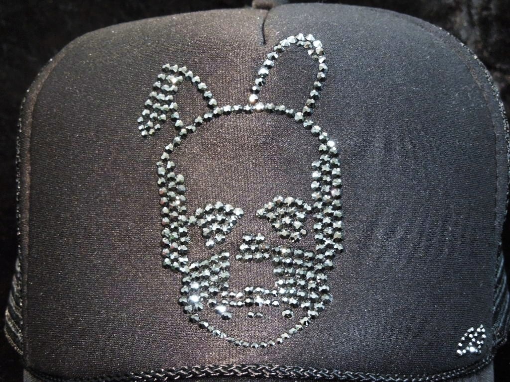 Skull Bunny Swarovski cap��Black��Black