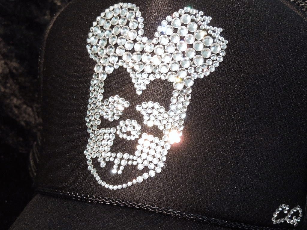 Skull mouse Swarovski cap black