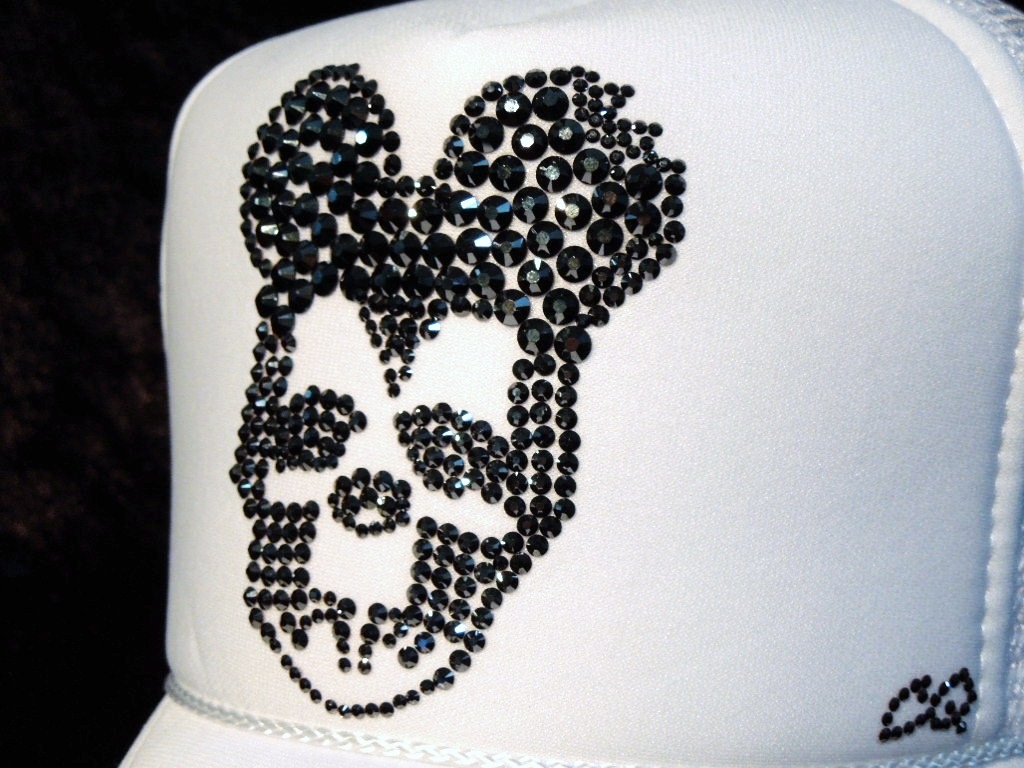 Skull mouse Swarovski cap White