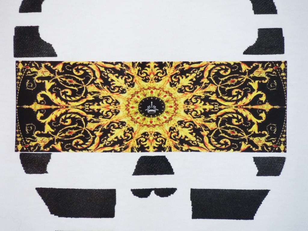Skull yellow black pattern Long T-shirt White