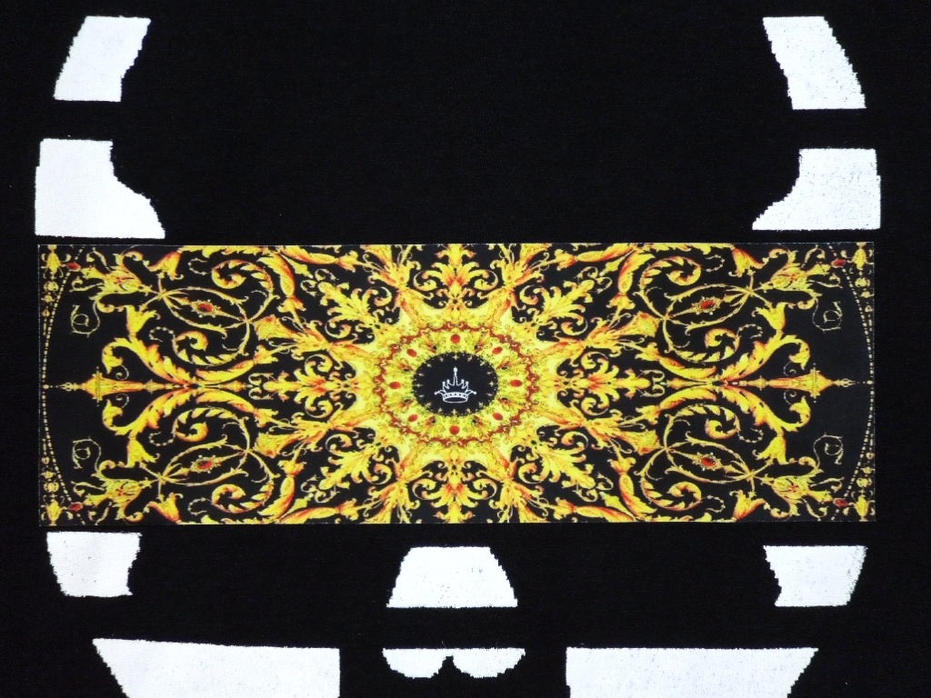Skull yellow black pattern Long T-shirt Black