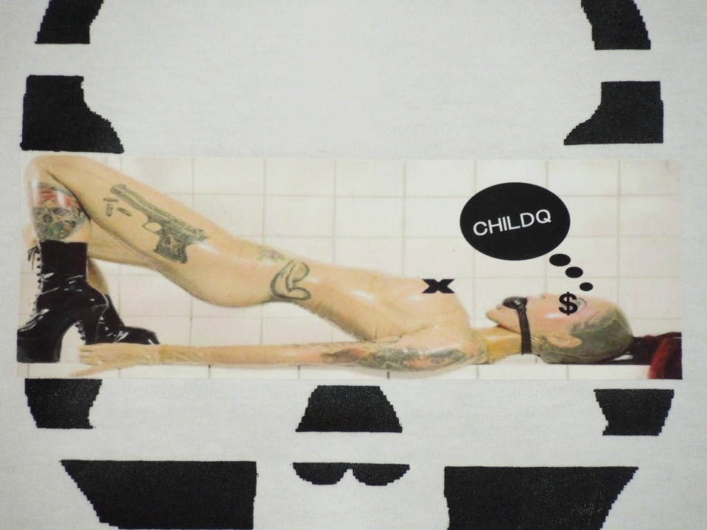 Skull Tattoo Girl NO.2 Long T-shirt white