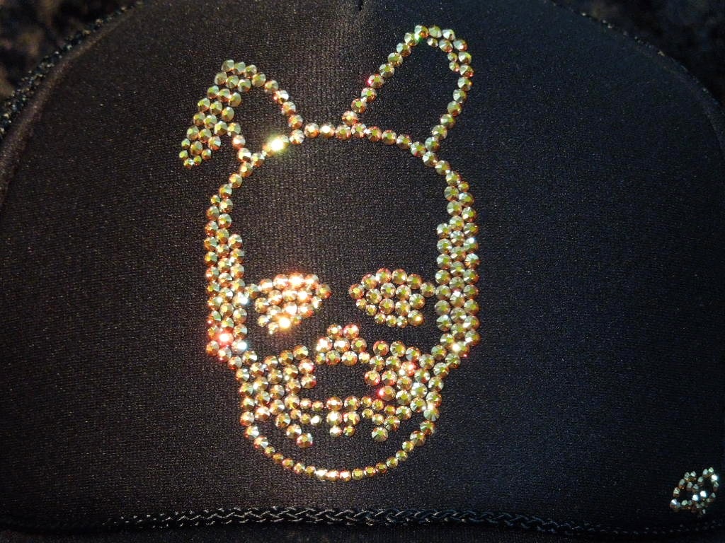 Skull Bunny Swarovski cap��Black��Gold