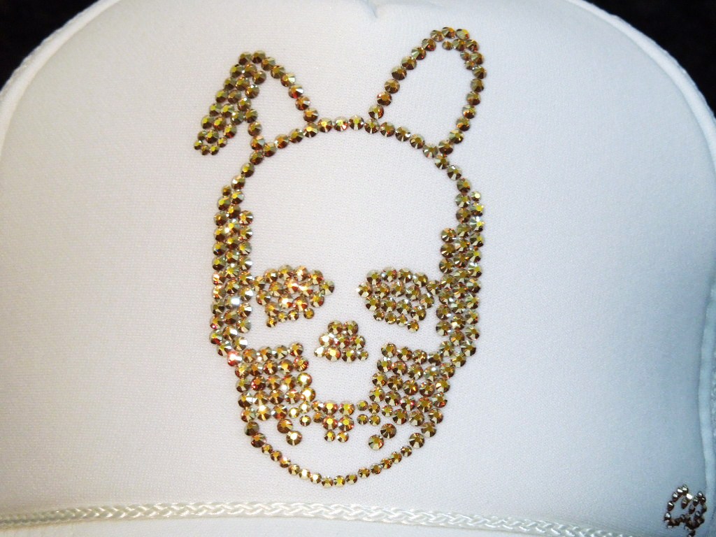 Skull Bunny Swarovski cap��White��Gold