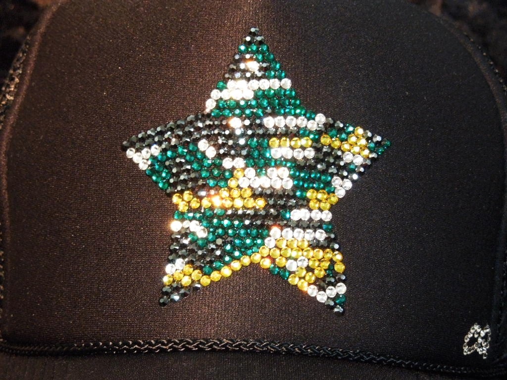 Star Camouflage Swarovski Cap Black