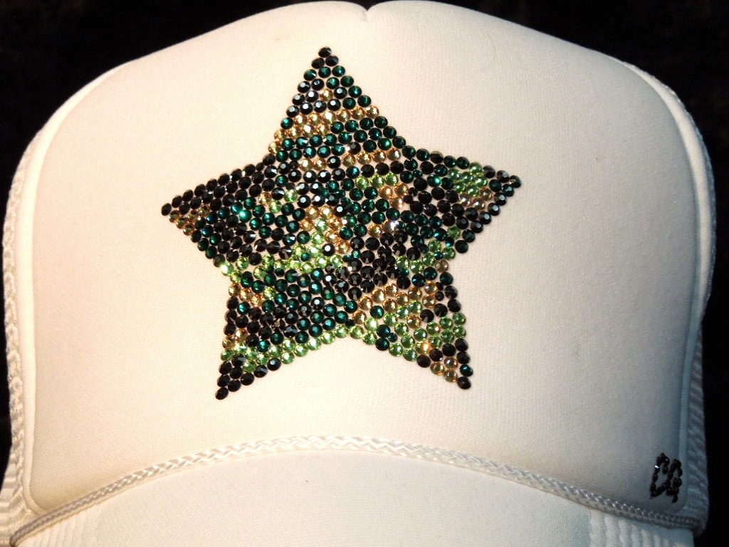 Star Camouflage Swarovski Cap white