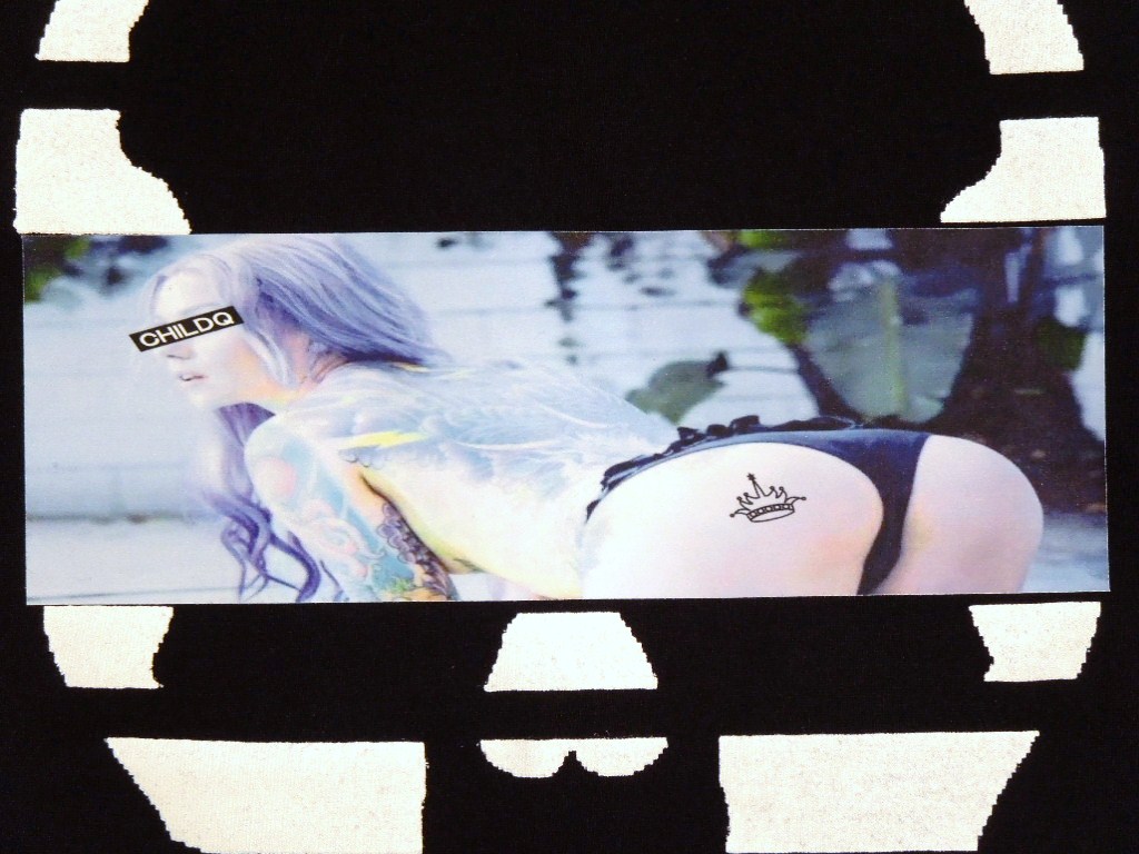 Skull Tattoo Girl NO.4 T-shirt Black