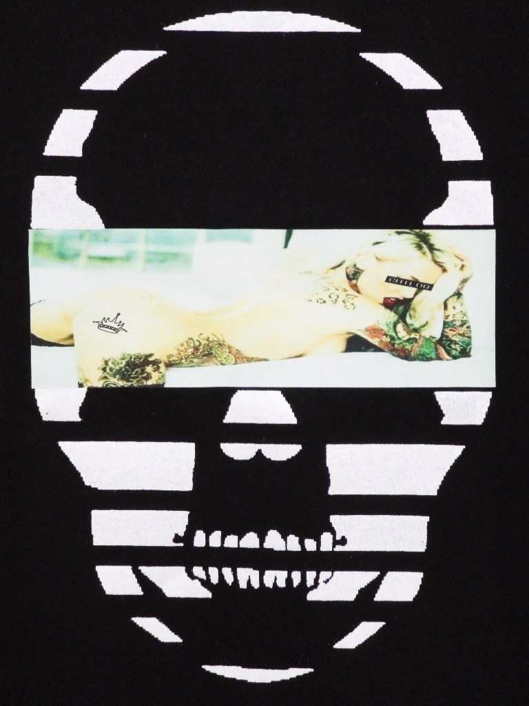 Skull Tattoo Girl NO.5 T-shirt Black