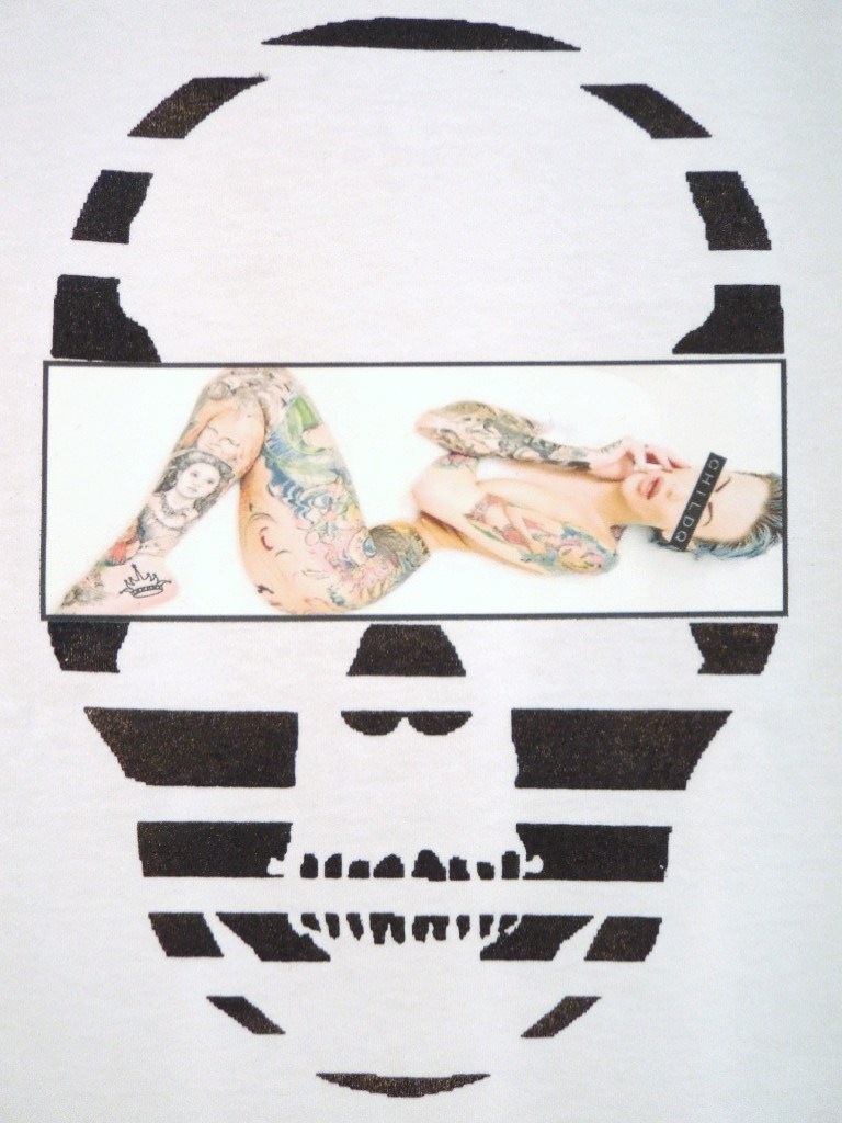 Skull Tattoo Girl NO.6 T-shirt white