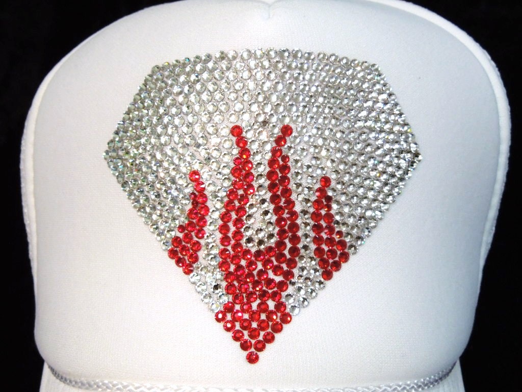 Diamond Fire pattern Swarovski cap white