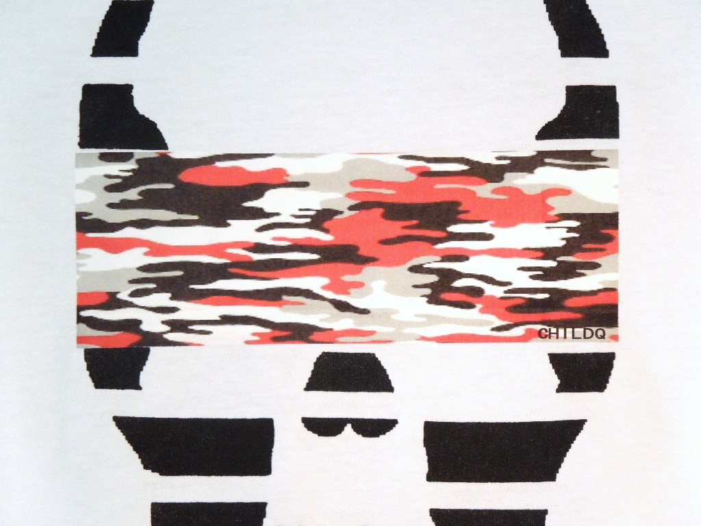 Skull camouflage red �� black Long T-shirt White