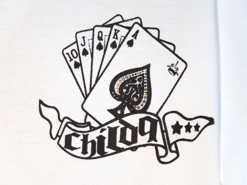 Joker Casino Swarovski��Long T-shirt White