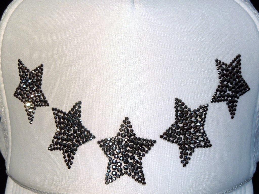 Five-star Swarovski cap white
