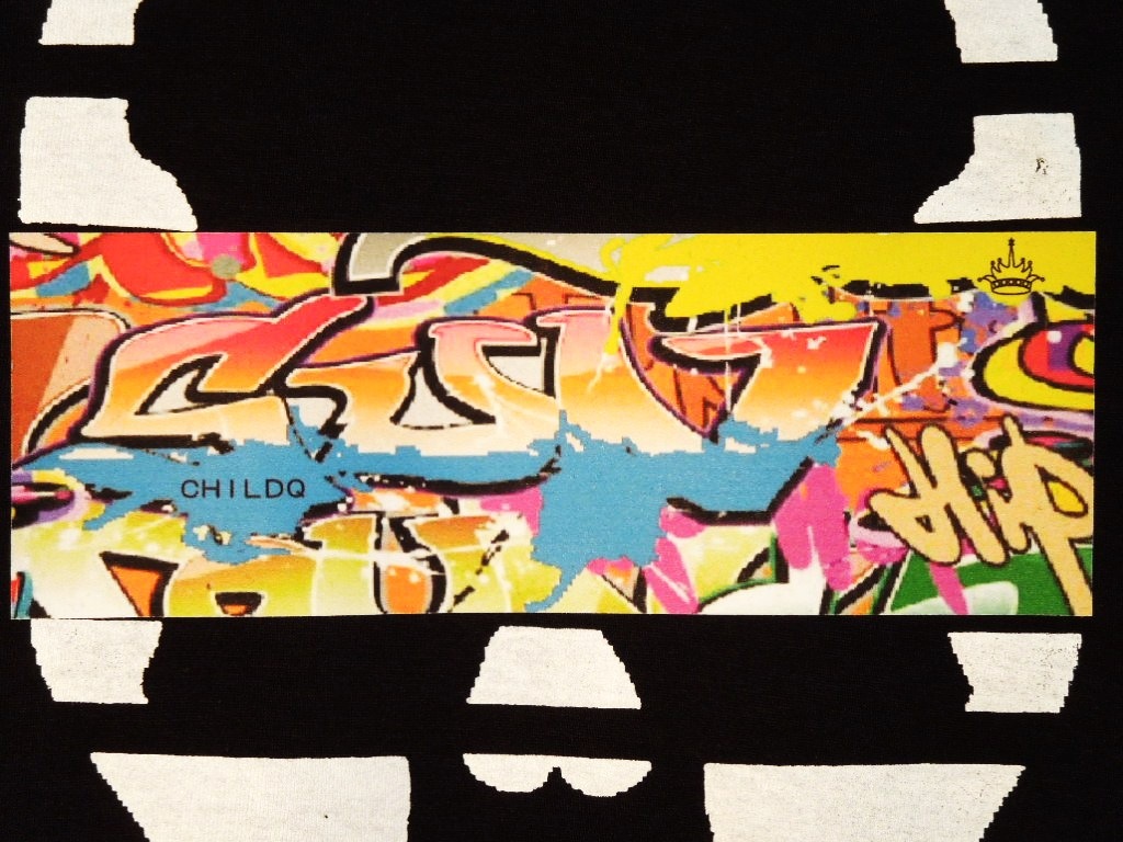 Skull graffiti Long T-shirt black