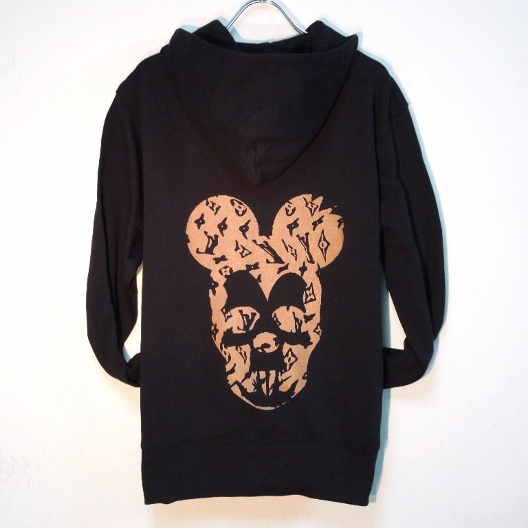 Skull mouse Rivas Monogram zip-up Parka Black