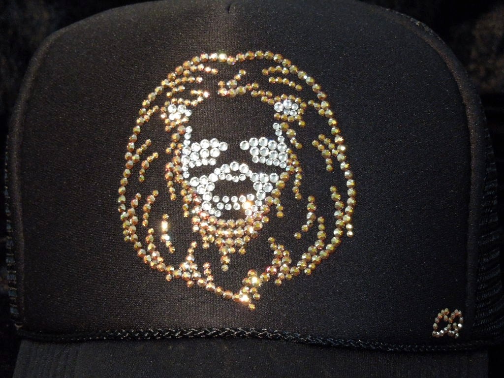 Skull Lion Swarovski cap Black��Gold