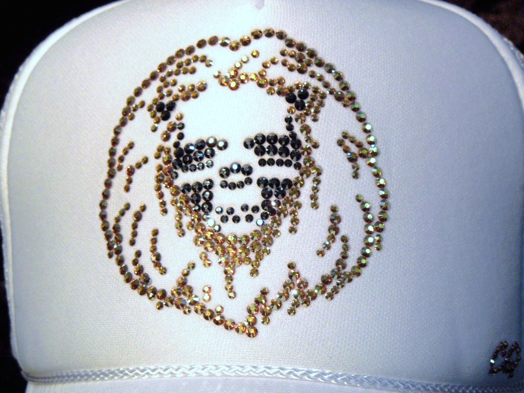 Skull Lion Swarovski cap White��Gold