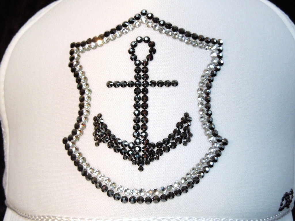 Marin mark emblem Swarovski cap White