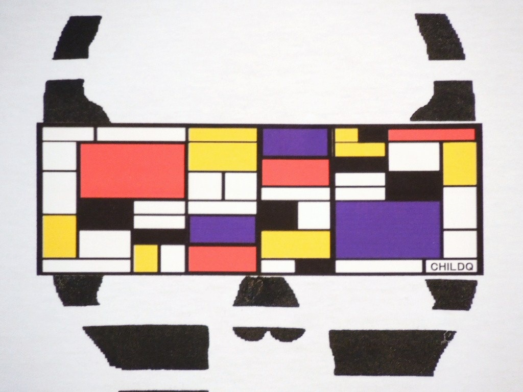 Skull Mondrian Pattern Long T-shirt White