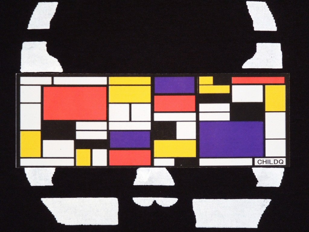 Skull Mondrian Pattern Long T-shirtb Black