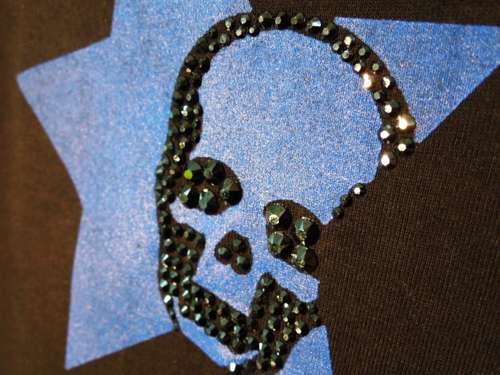 Stars Skull Swarovski T-shirt Black �� Blue