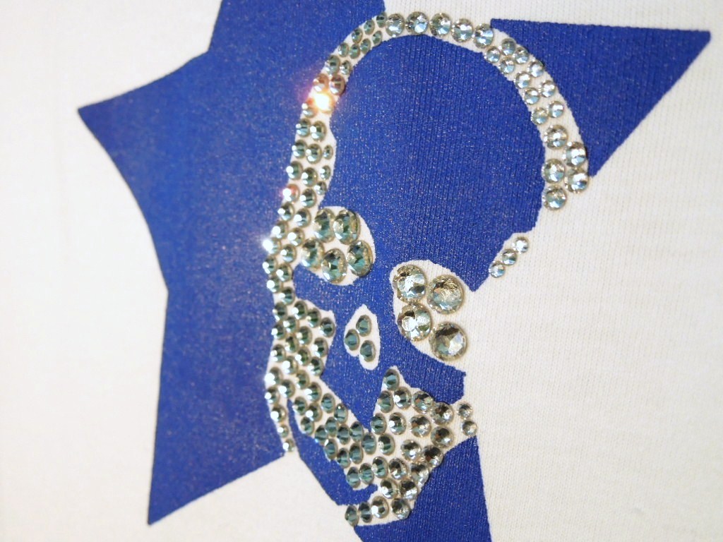 Stars Skull Swarovski T-shirt White�� Blue