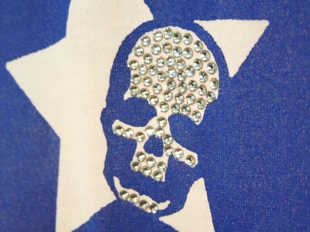 Skull Swarovski USA flag LongT-shirt White
