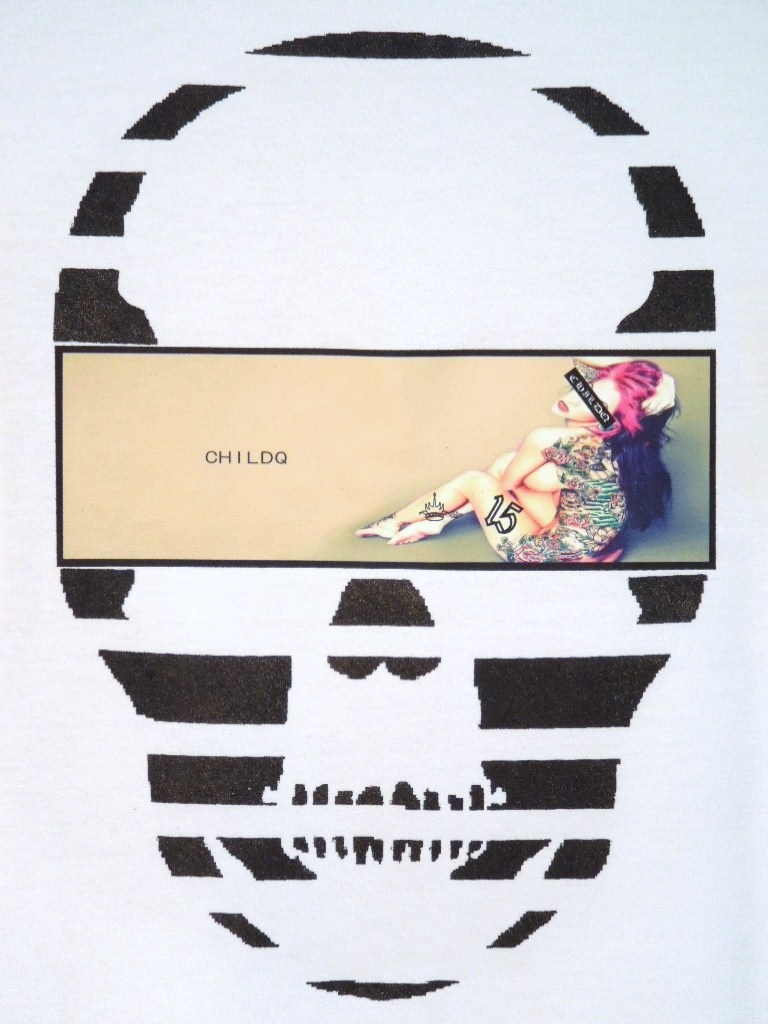 Skull Tattoo Girl NO.��5 T-shirt��White