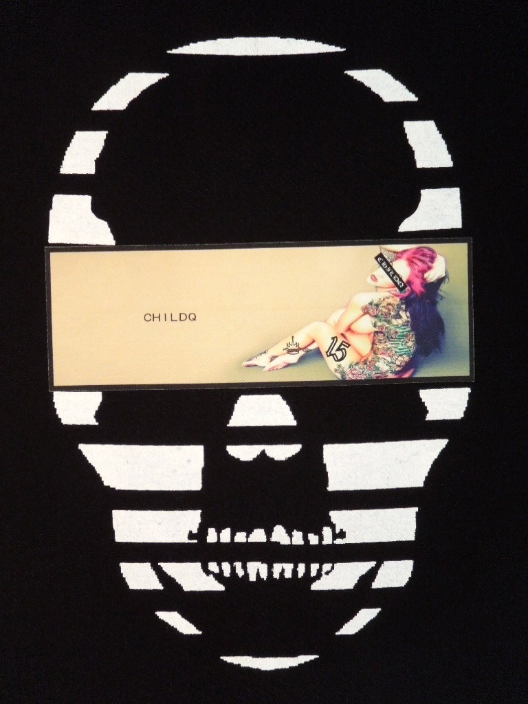 Skull Tattoo Girl NO.��5 T-shirt��Black