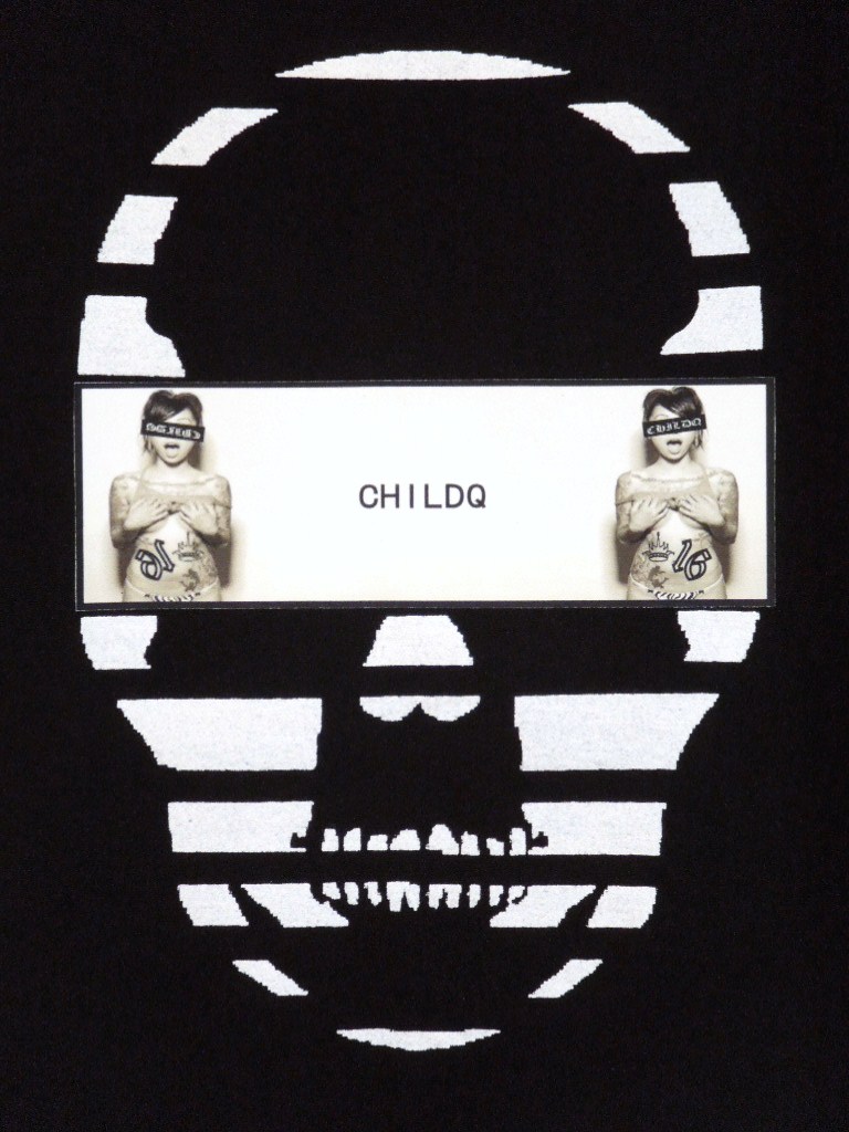 Skull Tattoo Girl NO.��6 T-shirt��Black