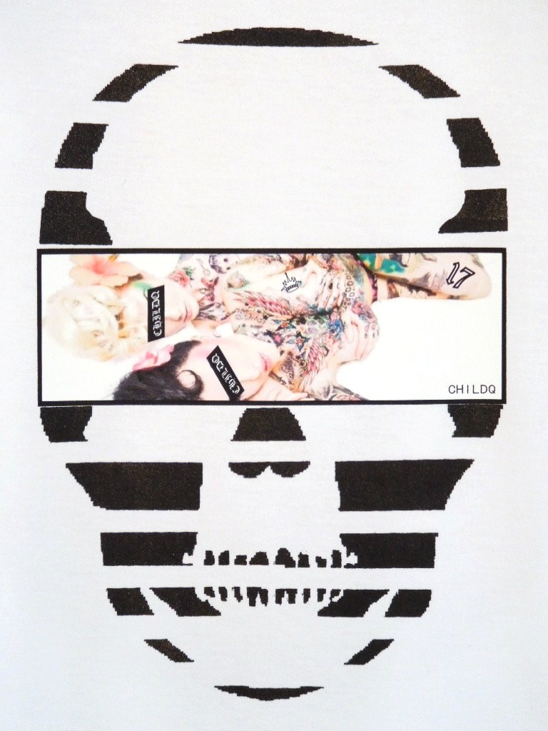 Skull Tattoo Girl NO.��7 T-shirt��White