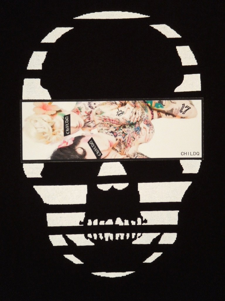 Skull Tattoo Girl NO.��7 T-shirt��Black